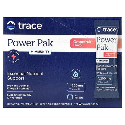 트레이스 미네랄 리서치 Trace, PowerPak + 면역력, 자몽, 스틱팩 30개, 각 6.2g(0.22oz)