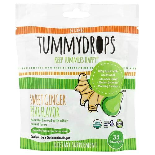 터미드랍 Tummydrops, 유기농 스위트 생강 배, 사탕 정제 33정