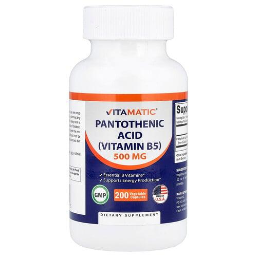비타매틱 Vitamatic, 판토텐산, 500mg, 베지 캡슐 200정