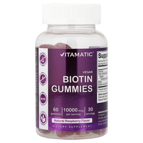 비타매틱 Vitamatic, 비건 비오틴 구미젤리, 천연 라즈베리 맛, 구미젤리 60개 상품 이미지