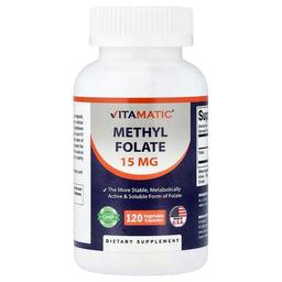 비타매틱 Vitamatic, 메틸엽산, 15mg, 베지 캡슐 120정