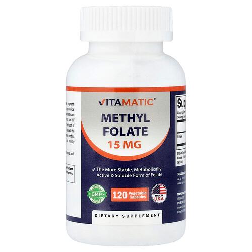 비타매틱 Vitamatic, 메틸엽산, 15mg, 베지 캡슐 120정 상품 이미지