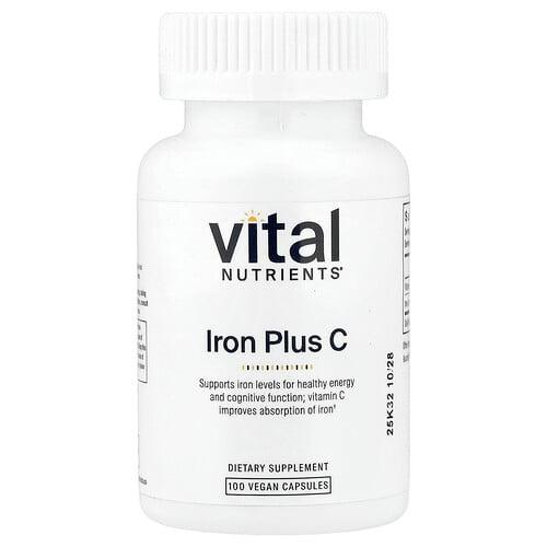 Vital Nutrients, 아이언 플러스 C, 베지 캡슐 100정