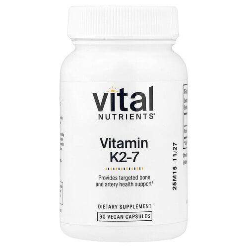 Vital Nutrients, 비타민K2-7, 베지 캡슐 60정(캡슐 1정당 180mcg)