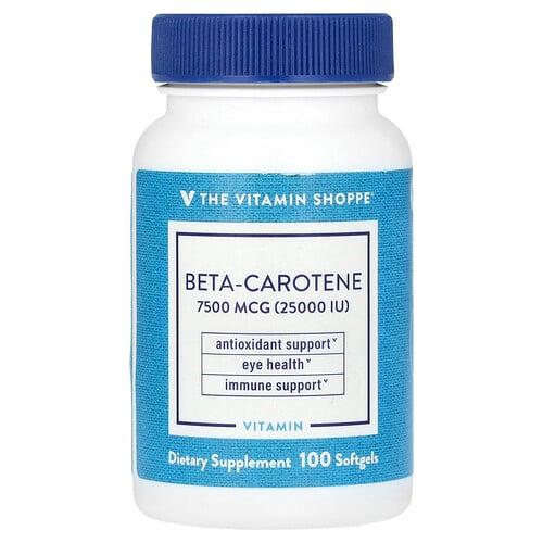 더 비타민 샵 The Vitamin Shoppe, 베타카로틴, 7,500mcg(25,000IU), 소프트젤 100정