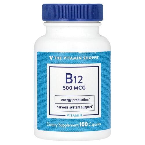 더 비타민 샵 The Vitamin Shoppe, B12, 500mcg, 캡슐 100정