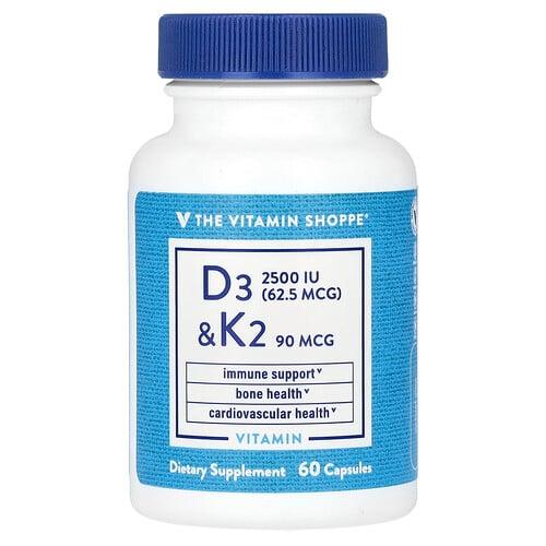 더 비타민 샵 The Vitamin Shoppe, 비타민D3 & K2, 캡슐 60정
