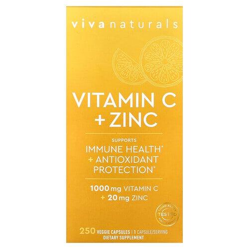 Viva Naturals, 비타민C + 아연, 베지 캡슐 250정