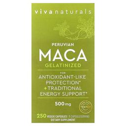 Viva Naturals, 페루비안 마카, 젤라틴화, 500mg, 베지 캡슐 250정