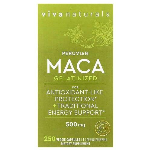 Viva Naturals, 페루비안 마카, 젤라틴화, 500mg, 베지 캡슐 250정