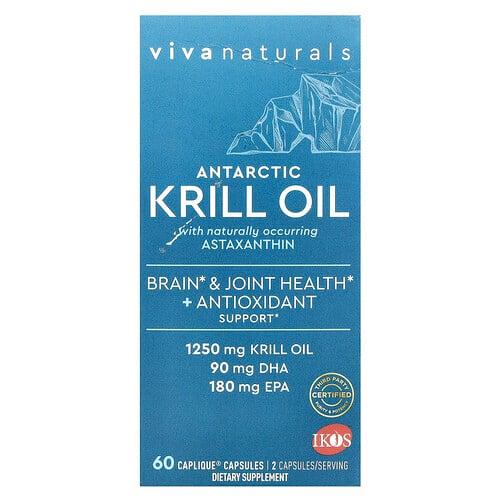 Viva Naturals, 남극 크릴 오일, 아스타잔틴 함유, 625mg, Caplique 캡슐 60정