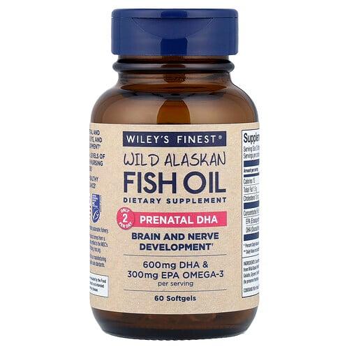 윌리스 파이니스트 Wiley's Finest, 자연산 알래스카 피쉬 오일, 임신부용 DHA, 피쉬 소프트젤 60정 상품 이미지