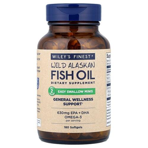 윌리스 파이니스트 Wiley's Finest, 자연산 알래스카 피쉬 오일, 삼키기 쉬운 미니 소프트젤, 소프트젤 180정 상품 이미지