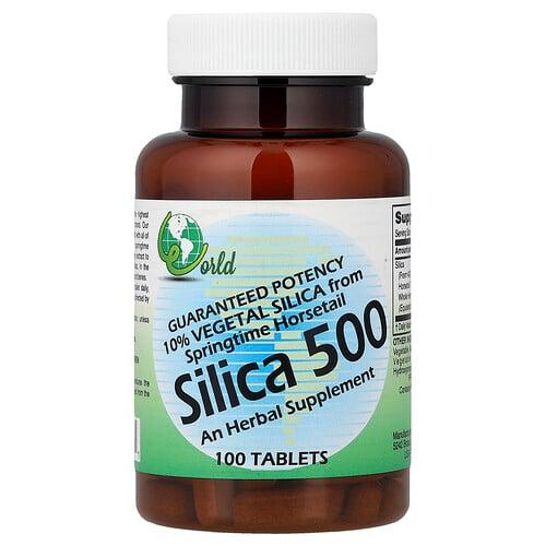 월드 올가닉스 World Organic, 실리카 500, 100정(1정당 50mg)