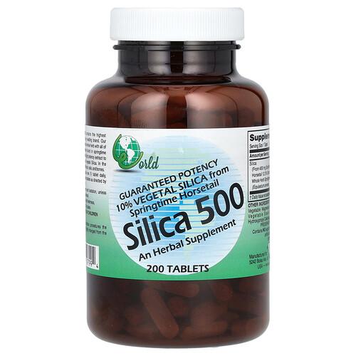 월드 올가닉스 World Organic, 실리카 500, 200정(1정당 50mg)