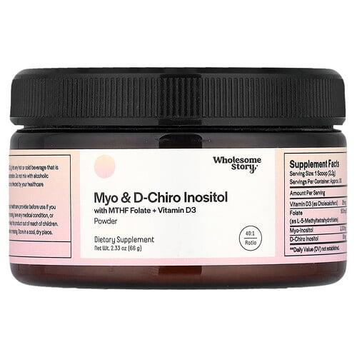 홀섬 스토리 Wholesome Story, 마이오 & d-카이로 이노시톨, MTHF 엽산 + 비타민D3 분말 함유, 66g(2.33oz)