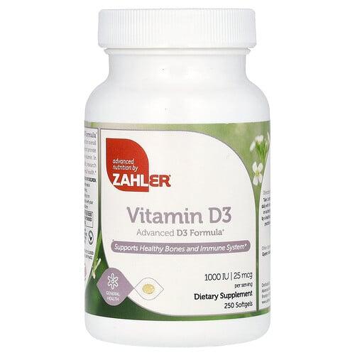자일러 Zahler, 비타민 D3, 25mcg(1,000IU), 소프트젤 250정