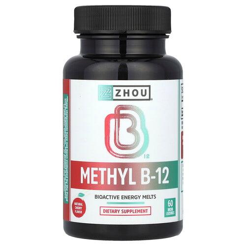 Zhou Nutrition, 메틸 B-12, 천연 체리 맛, 5,000mcg, 소형 사탕 정제 60정