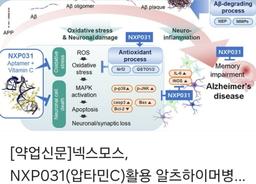 [약업신문]넥스모스, NXP031(압타민C)활용 알츠하이머병 동물실험 연구결과 발표