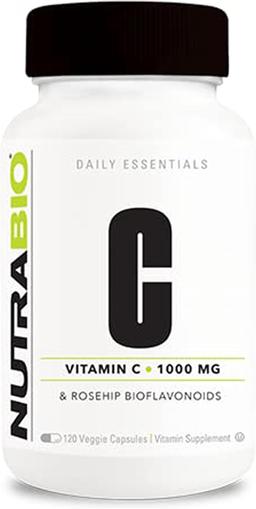 로즈 힙 함유 뉴트라바이오 비타민C - 건강한 뼈, 치아 및 잇몸, 면역 기능 지원 - 충전제 또는 부형제 없음 - (캡슐 120정, 캡슐당 비타민C 1000mg) 이미지