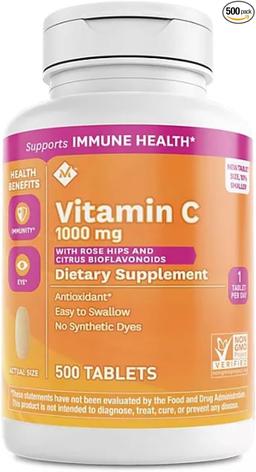 Member's Mark 비타민 C 1000mg, 로즈힙 및 시트러스 바이오플라보노이드 함유(500캐럿) 이미지