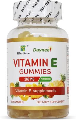 비타민 E 젤리 268mg, 맛있는, 비건, GMO 프리, 성인용 젤리 보충제, 면역, 피부 및 눈 지원, 60개 이미지