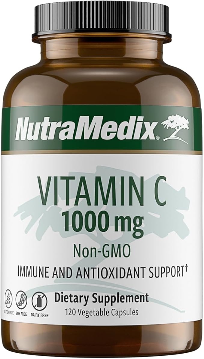 NutraMedix, 비타민 C, 1000mg - 면역 지원 및 심장 건강을 위한 항산화제 보충제 - 아스코르브산에서 추출한 비타민C - 비건, 유전자 변형 성분 무함유 (베지 캡슐 120정) 상세 이미지