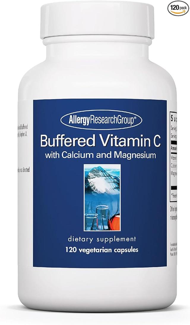 알레르기 연구 그룹 완충 비타민 C - 완충 비타민 C 1회 제공량당 100mg, 칼슘 마그네슘 복합체가 함유된 아스코르브산 분말 캡슐, 면역 건강 - 120 캡슐