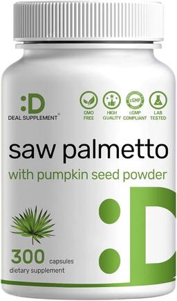 호박씨 함유 쏘팔메토 보충제 5000mg, 300캡슐 | 전립선 건강 증진 | DHT 차단제 | 모발 성장 비타민, 정상적인 배뇨 빈도 유지 이미지