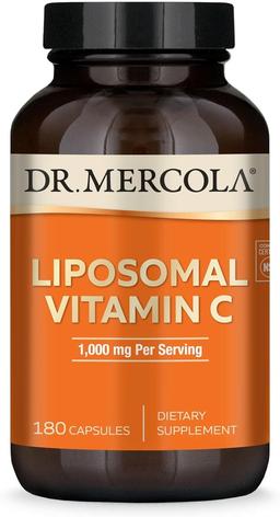 Dr. Mercola, 리포솜 비타민C - 뇌, 심장, 눈 및 면역 지원 - 생체 이용 가능한 비타민C 1,000mg 제공 - 유전자 변형 성분 무함유, 글루텐 프리 및 콩 프리 - 캡슐 180정(90회 제공량) 이미지