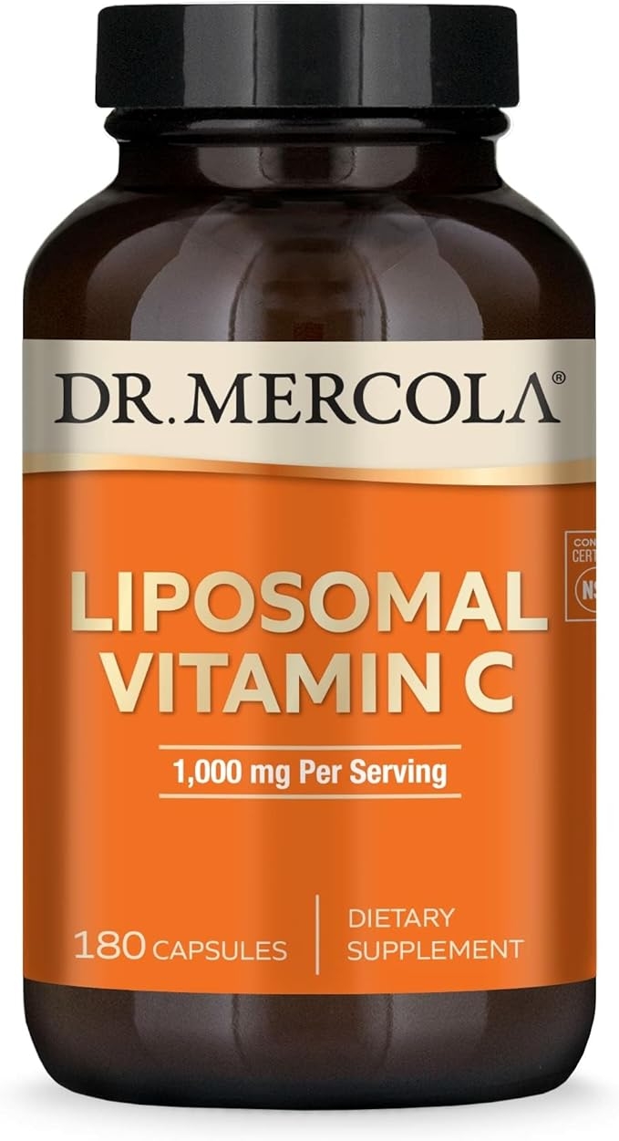 Dr. Mercola, 리포솜 비타민C - 뇌, 심장, 눈 및 면역 지원 - 생체 이용 가능한 비타민C 1,000mg 제공 - 유전자 변형 성분 무함유, 글루텐 프리 및 콩 프리 - 캡슐 180정(90회 제공량) 상세 이미지