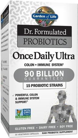 Garden of Life Probiotics for Women and Men, Dr. Formulated Once Daily Ultra 90 Billion Adult Probiotic for Digestive Health, Immune System Support, Acidophilus, Prebiotics, 30 Vegetarian Capsules 이미지