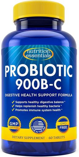 Nutrition Essentials Probiotics for Women and Men - with Lactase Enzyme and Prebiotic Fiber for Digestive Health - 80 Percent + More Potent Supplement for Gut Health Support - Vegan Formula 이미지