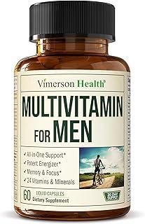 Multivitamin for Men – Essential Mens Multivitamins & Multiminerals 60 Liquid Capsules with Vitamin B12, A, D, C, Zinc, Magnesium & More for Total Body Wellness – 29 Key Nutrients & Vitamins for Men 이미지