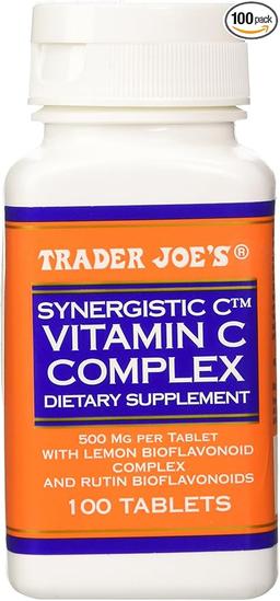 Trader Joe's, 시너지, C 비타민 C 복합체, 레몬 및 루틴 바이오플라보노이드 함유, 500mg, 100정 이미지