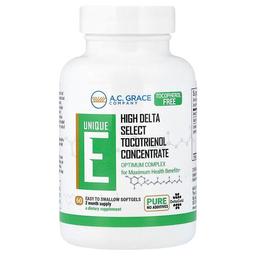 A.C. 그리스 컴퍼니 A.C. Grace Company, Unique E, 토코트리에놀, 125mg, 삼키기 쉬운 소프트젤 60정