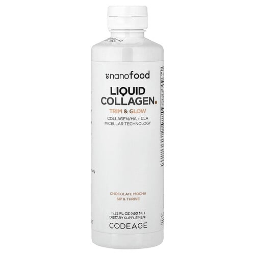 Codeage, Nanofood, 액상 콜라겐, 트리밍 & 글로우, 초콜릿 모카, 450ml(15.22fl oz) 상세 이미지