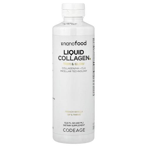 Codeage, Nanofood, 액상 콜라겐, 트림 앤 글로우, 프렌치 바닐라 맛, 450ml(15.22fl oz) 상품 이미지