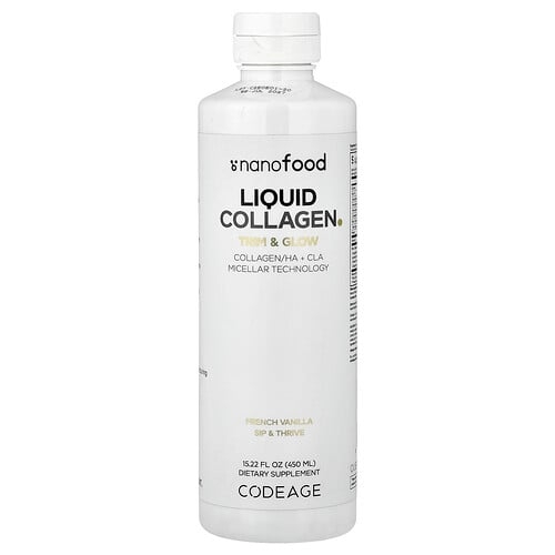 Codeage, Nanofood, 액상 콜라겐, 트림 앤 글로우, 프렌치 바닐라 맛, 450ml(15.22fl oz) 상세 이미지