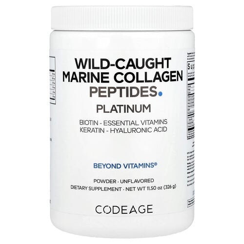 Codeage, 자연산 해양 콜라겐 펩타이드 분말, 플래티넘, 무맛, 326g(11.5oz) 상세 이미지