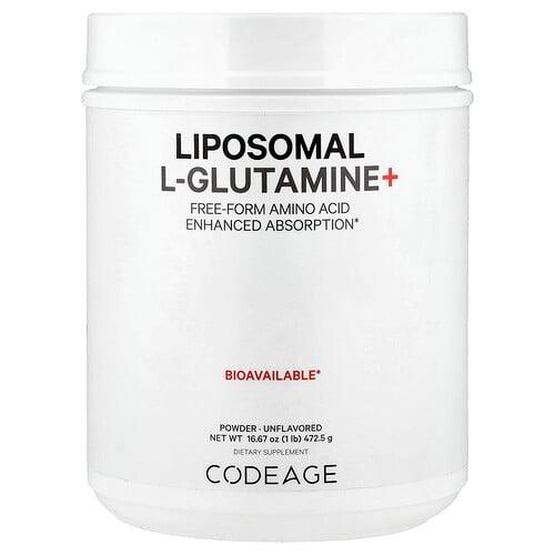 Codeage, 리포소말 L-글루타민+ 분말, 무맛, 472.5g(16.67oz) 상품 이미지