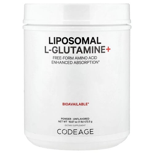 Codeage, 리포소말 L-글루타민+ 분말, 무맛, 472.5g(16.67oz) 상세 이미지
