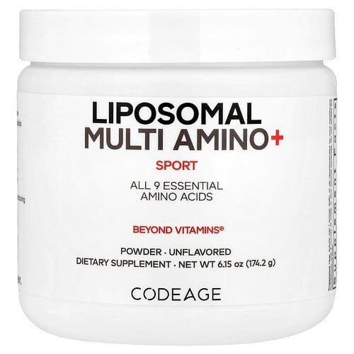 Codeage, Sport, 리포소말 멀티 아미노+ 분말, 무맛, 174.2g(6.15oz) 상세 이미지