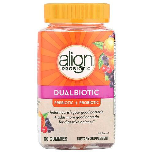 얼라인 프로바이오틱스 Align Probiotics, 듀얼바이오틱, 프리바이오틱+프로바이오틱, 과일 맛, 구미젤리 60개 상품 이미지