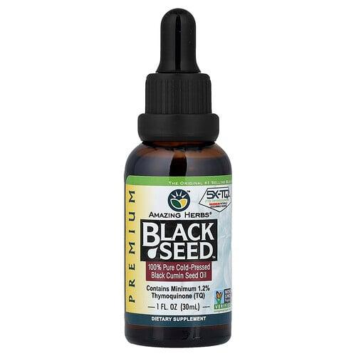 어메이징 허브 Amazing Herbs, Premium Black Seed™, 100% 순수 냉압착 블랙 커민 씨오일, 30ml(1fl oz) 상품 이미지