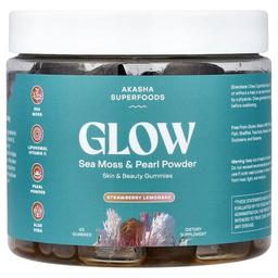Akasha Superfoods, Glow, 바다이끼 & 진주 분말, 딸기 레모네이드 맛, 구미젤리 60개