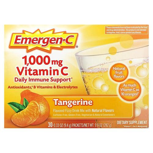 이머전-씨 Emergen-C, 비타민C, 귤, 1,000mg, 30팩, 개당 9.4g(0.33oz) 상품 이미지