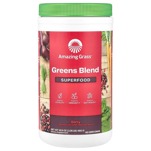 어메이징 그라스 Amazing Grass, Greens Blend 슈퍼 푸드, 베리 맛, 480g(16.9oz) 상세 이미지