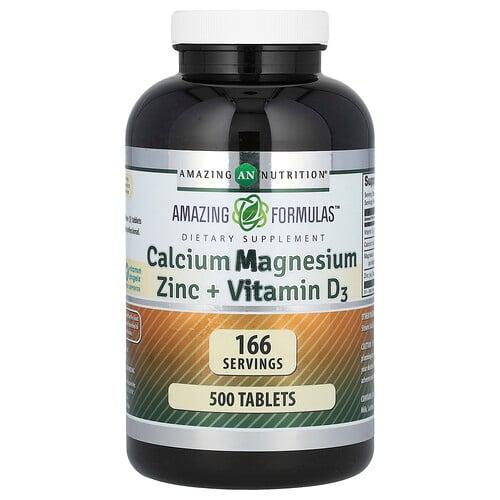 Amazing Nutrition, Amazing Formulas, 칼슘 마그네슘 아연 + 비타민D3, 500정 상품 이미지