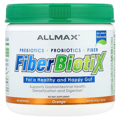 올맥스 ALLMAX, Fiber BiotiX, 오렌지, 207g(7.3oz) 상세 이미지